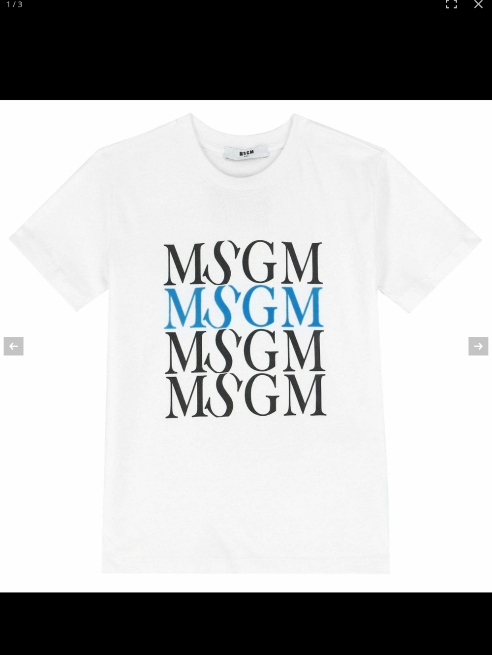 MSGM NEW NWT White Boys T-Shirt with Black and Blue Logo